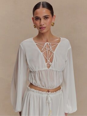 NWT Carlie Cross Tie Top